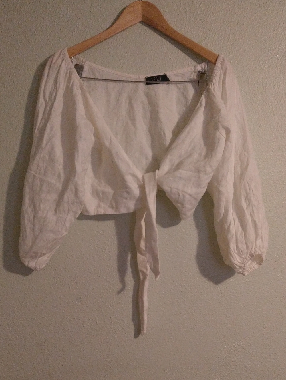 RESET Linen Tie Front Cropped Top